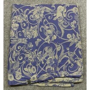 Vintage Yves Delorme Paris Fabric Remnant Purple Floral Butterfly France 90x39